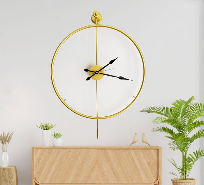 Wallity Mclock-00101 Reloj de Pared Decorativo de Metal Color Dorado 58x80cm